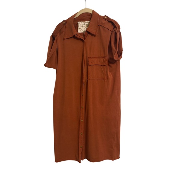 raw earth wild sky Dresses & Skirts - Raw Earth Wild Sky Organic Supima Cotton Shirt Dress Burnt Orange Womens Medium